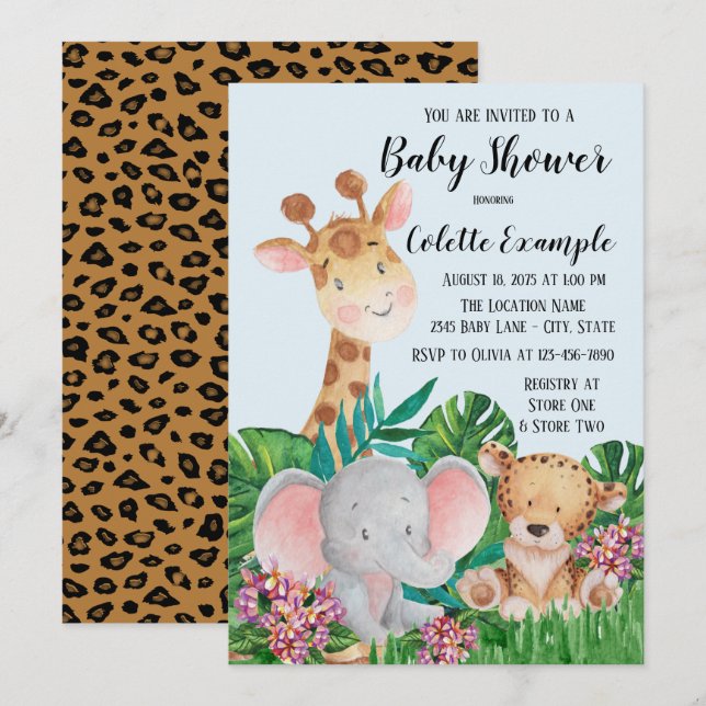 Safari Baby Shower Invitations (Front/Back)