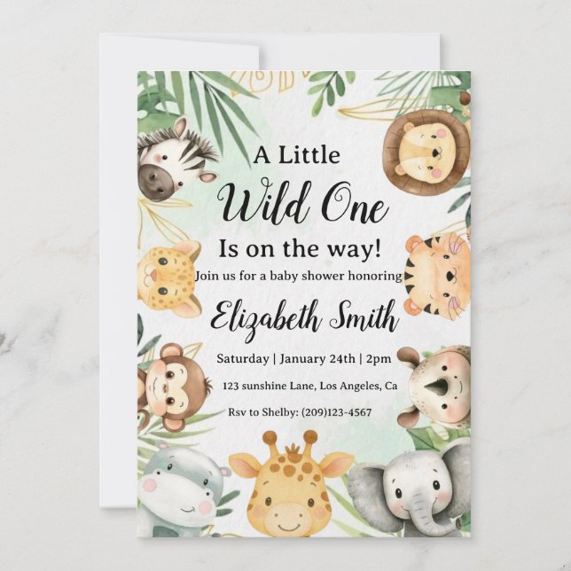 Safari baby shower invite  (Front)
