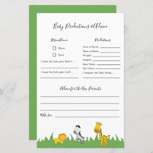Safari Baby Shower Predictions and Advice Game
