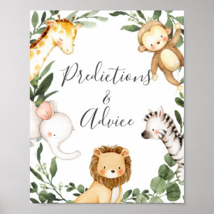 Safari Baby Shower Predictions and Advice Sign