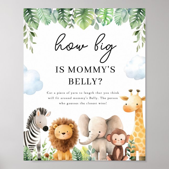 Safari Baby Shower Signs - Mummy's Belly (Front)