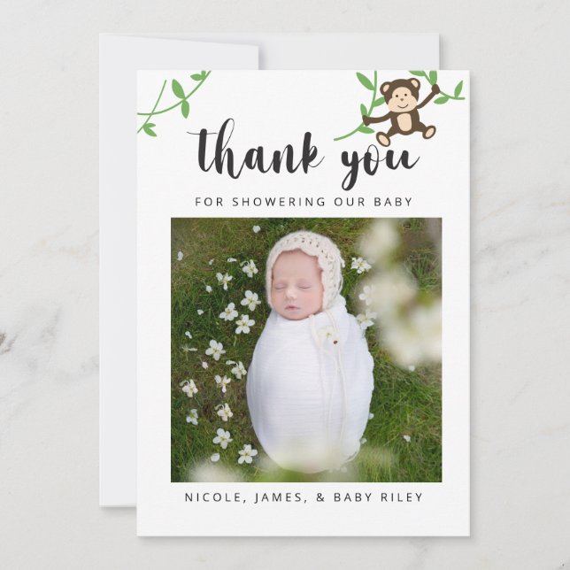 Safari Baby Shower Thank You Jungle Animals Invitation (Front)
