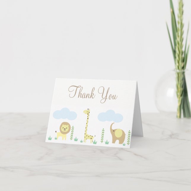 Safari Baby Shower Thank You Note Cards (Front)