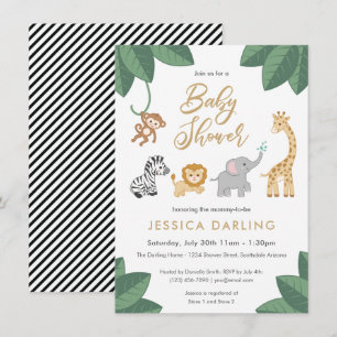 Safari Baby Shower theme with cute baby animals Invitation
