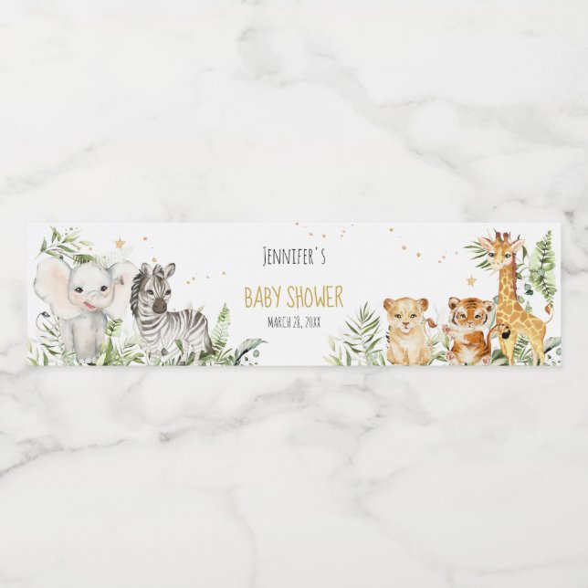 Safari Baby Shower Water Bottle Label (Single Label)