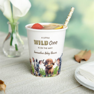 Safari Baby Shower Wild One Jungle Cute Animals Paper Cups