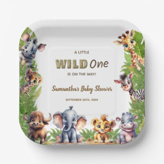 Safari Baby Shower Wild One Jungle  Paper Plate