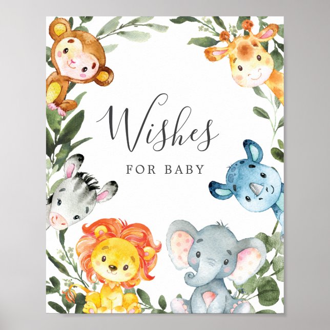 Safari Baby Shower Wishes For Baby Sign (Front)