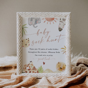 SAFARI Baby Sock Hunt Baby Shower Game Sign