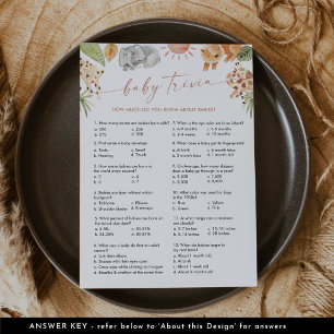 SAFARI Baby Trivia Baby Shower Game Invitation