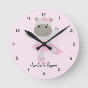 Safari Ballerina Girl's Bedroom Round Clock