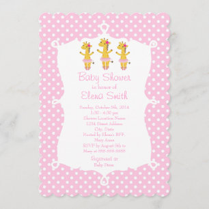 Safari Ballerina Pink Polka Dot Invitation