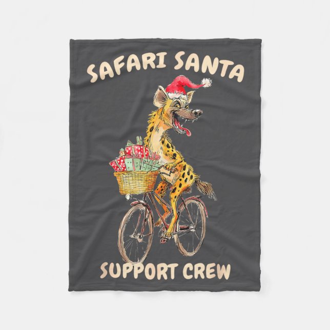 Safari Bike Hyena Santa Smile Fleece Blanket (Front)