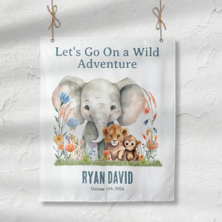 Safari Birthday Banner | Watercolor Animals Tapestry
