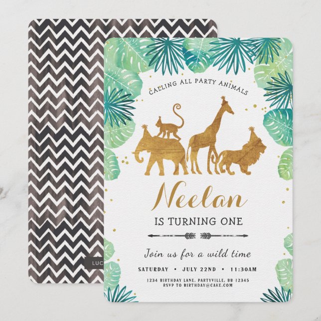 Safari Birthday Invitation (Front/Back)