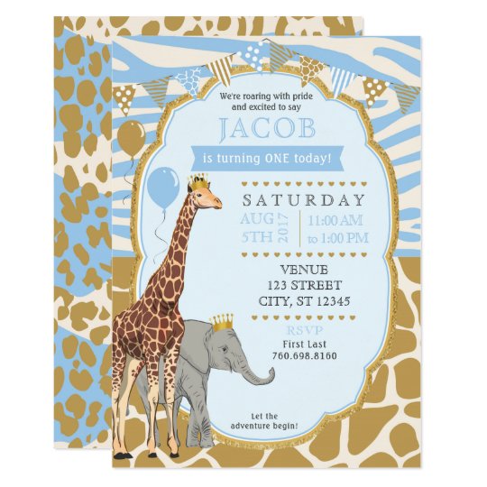 Safari Birthday Invitation - Blue