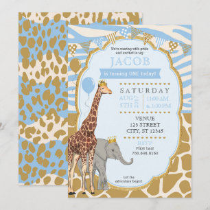 Safari Birthday Invitation - Blue