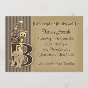 Safari Birthday Invitation in Browns