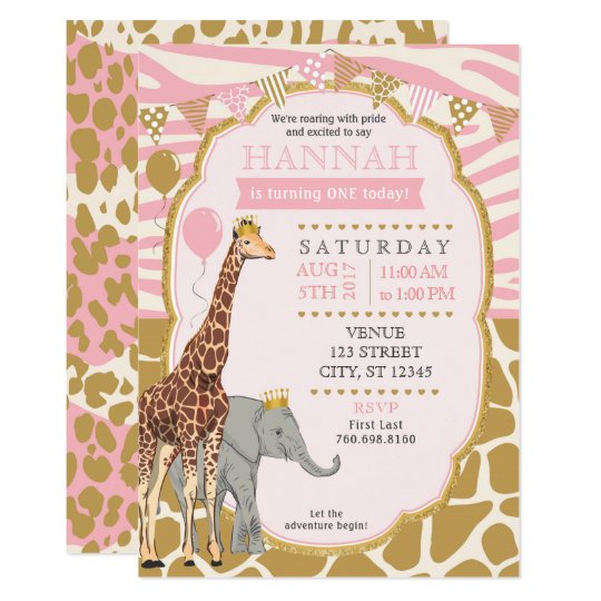Safari Birthday Invitation - Pink