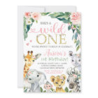 Safari Birthday Invitation Wild One Invitation