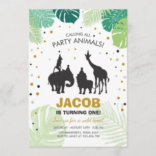 Safari Birthday Invitation Zoo Wild Jungle animals