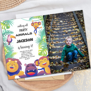 Safari Birthday Invitations with photo
