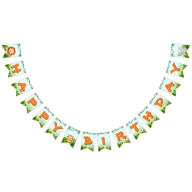 Safari Birthday Party bunting banner (All)