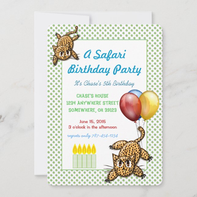 Safari Birthday Party Leopard Invitation (Front)