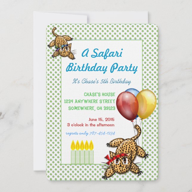 Safari Birthday Party Leopard Invitation (Front)