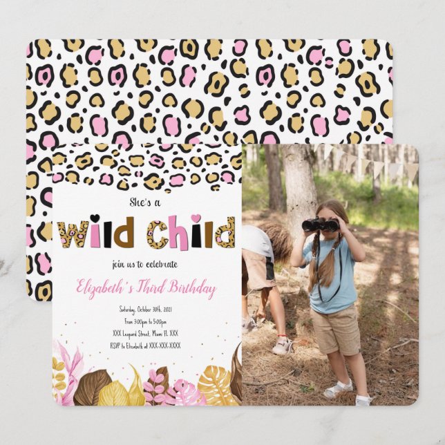 Safari Birthday Photo Invitation (Front/Back)