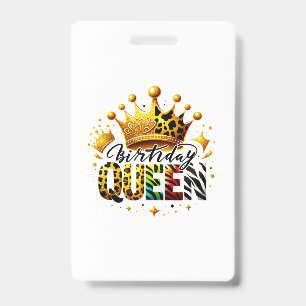 Safari Birthday Queen Crown ID Badge