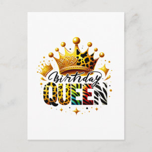 Safari Birthday Queen Crown Invitation Postcard
