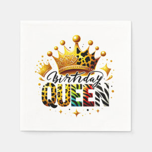 Safari Birthday Queen Crown Napkin