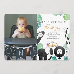 Safari Black and Green Photo Thank you card