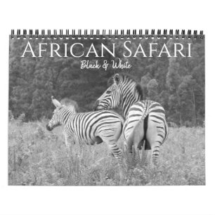 safari black & white 2026  calendar