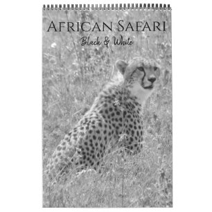 safari black & white calendar