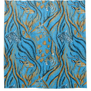 Safari blue shower curtain