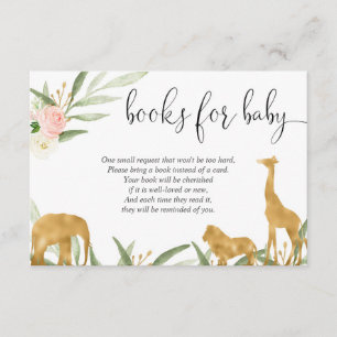Safari book request girl baby shower book insert