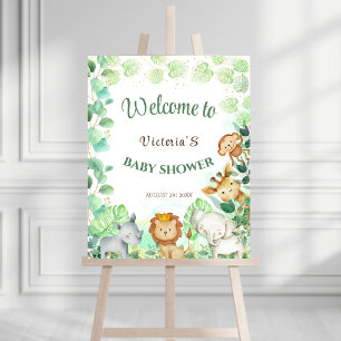 Safari Botanical Baby Shower Welcome Sign