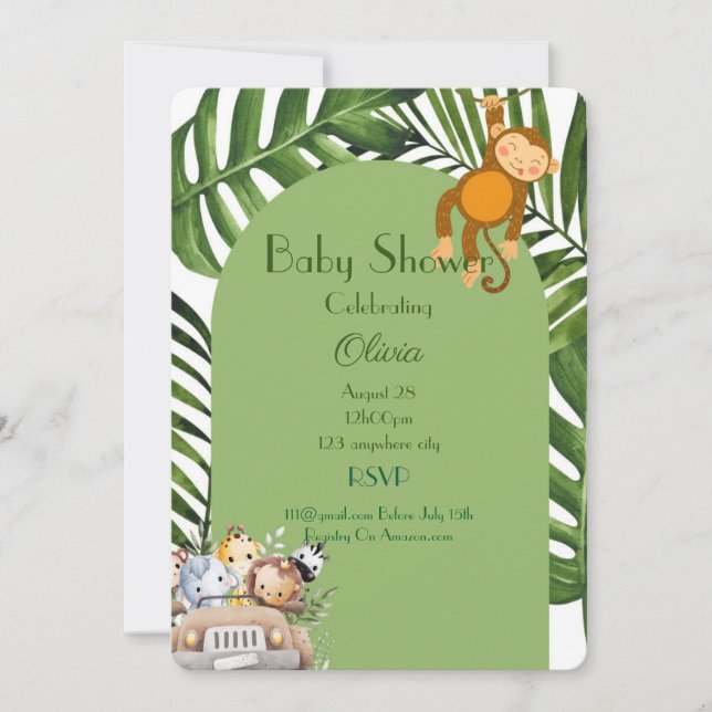 SAFARI BOY BABY SHOWER INVITATION (Front)