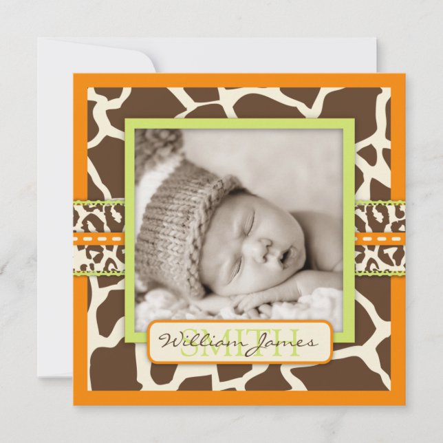 Safari Boy Orange Announcement Square (Front)