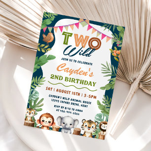 Safari Boy Two Wild 2nd Boy Birthday Invitation