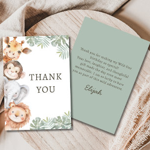 Safari Boy's 1st Birthday Wild One  Thank You Card
