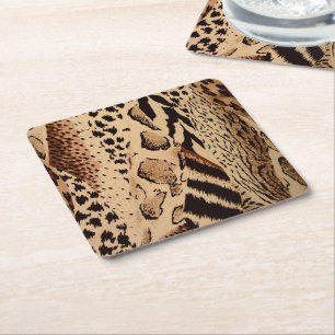 Safari Brown Square Paper Coaster