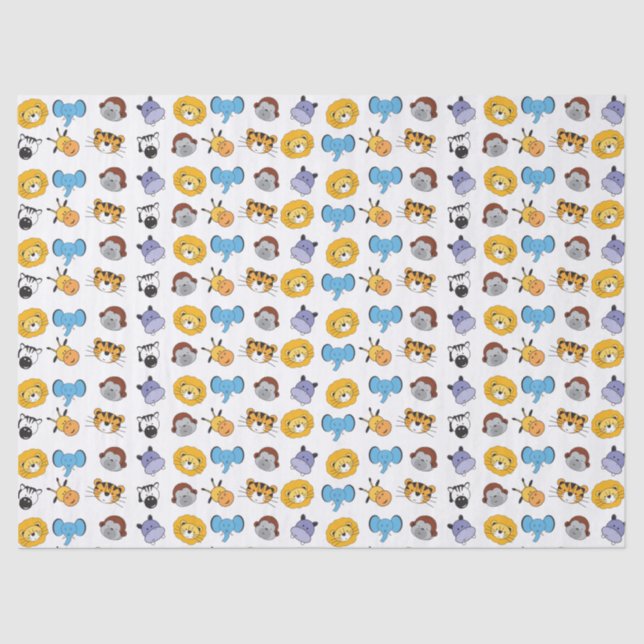 Safari Celebration: Cute Animal Illustration Wrapp Tissue Paper (Front)