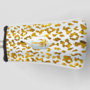Safari Chic Gold Leopard Print Putter  Golf Head Cover