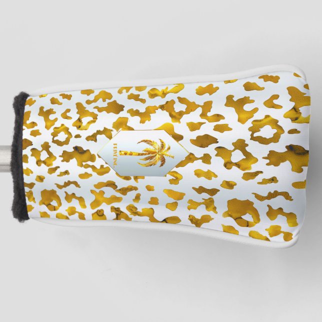 Safari Chic Gold Leopard Print Putter  Golf Head Cover (Front)