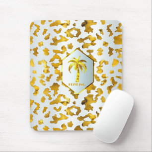 Safari Chic Luxe Gold & White Animal Print Mouse Mat