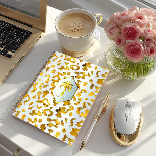 Safari Chic Luxe Gold & White Animal Print Notebook