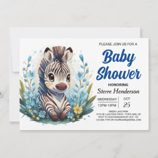 Safari Chic Magic Zebra Boy Baby Shower Invitation